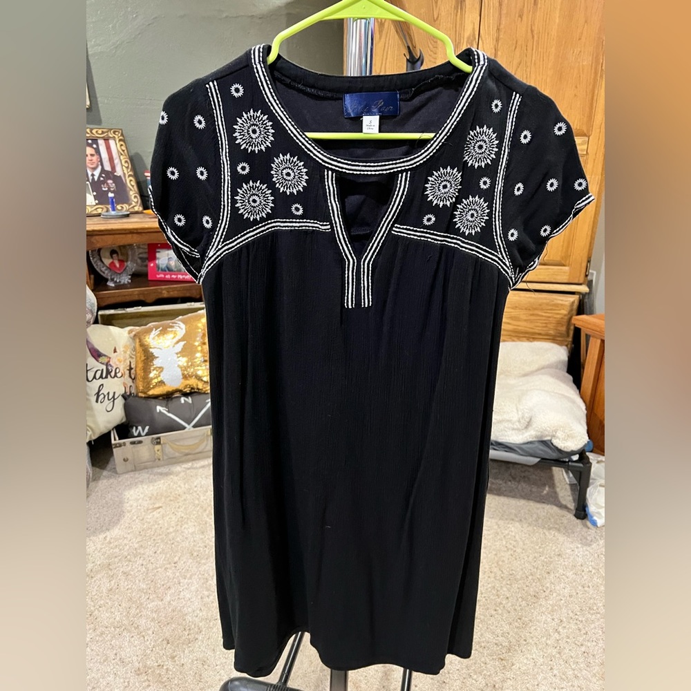 Blue Pair Black dress with cute embroidery